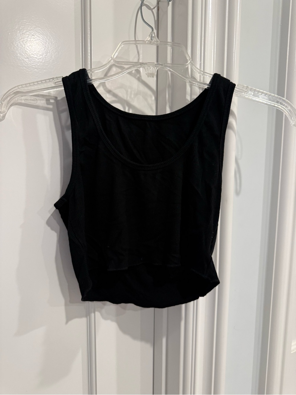 White Fox Boutique Black Ribbed Crop Tank - Sleeveless